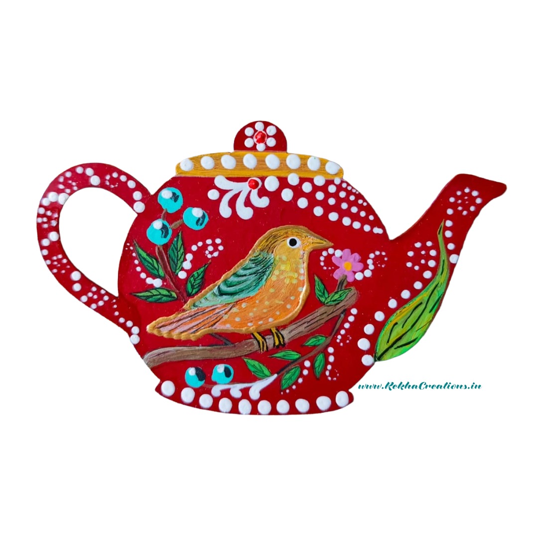 Fridge Magnet - Whimsical Folk-Art Teapot